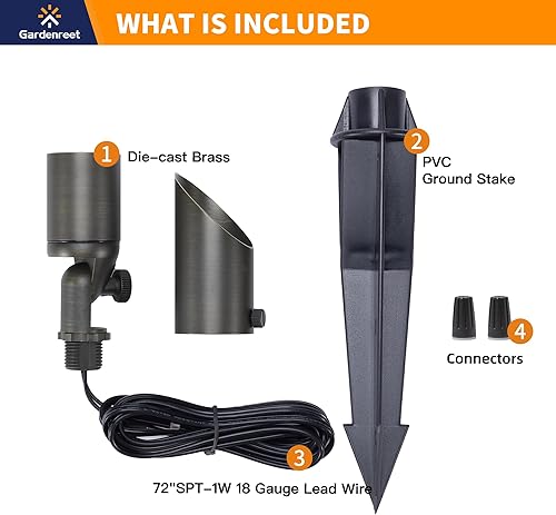 Miniatura 8 de Luces LED de latón para paisaje, impermeables, para exteriores, 12 V, focos de bajo voltaje para paredes, árboles, banderas con estaca de suelo de