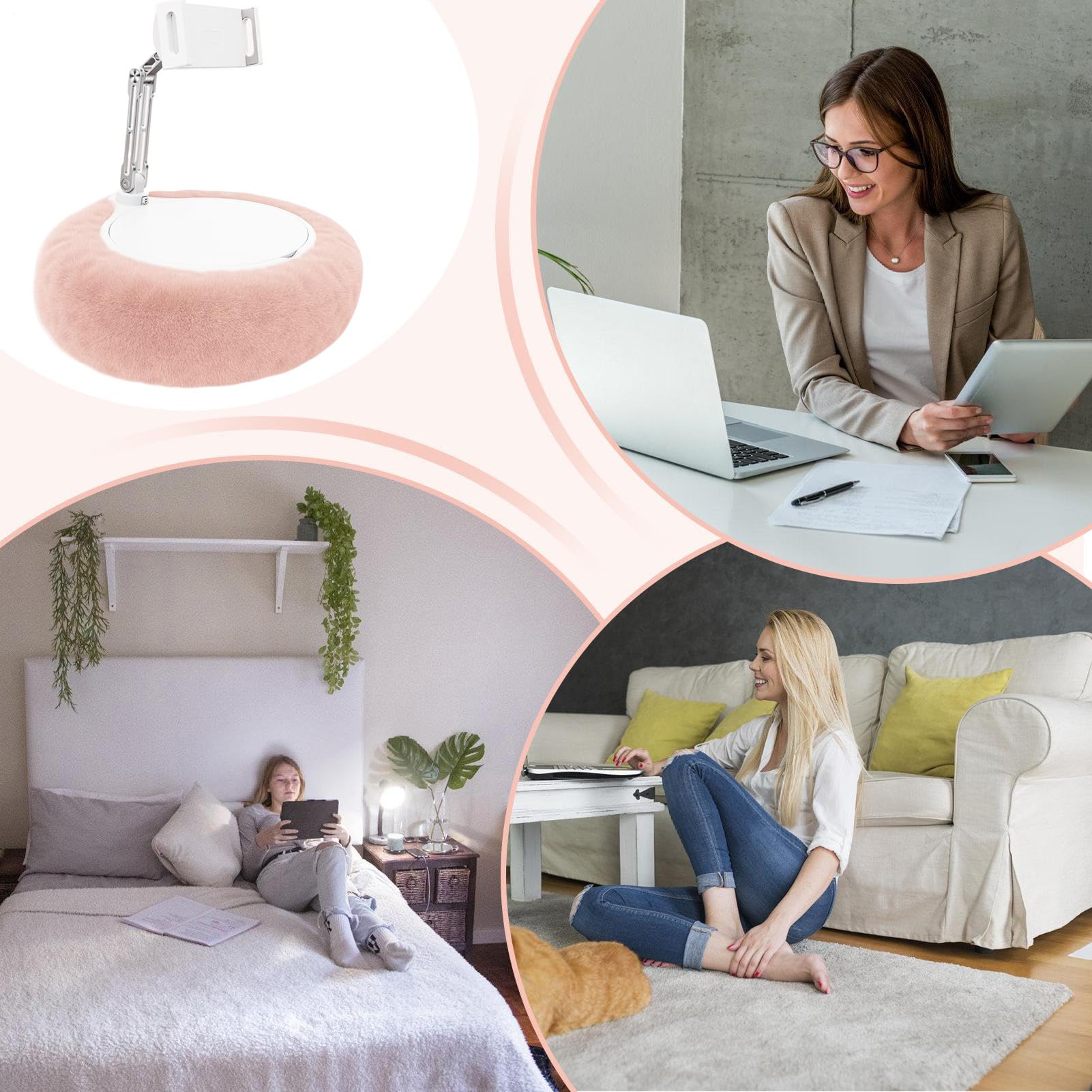 Supporto Cuscino Per Tablet Supporto per Telefono da Scrivania | Supporto Regolabile per Dispositivi su Scrivania Portatile con Base