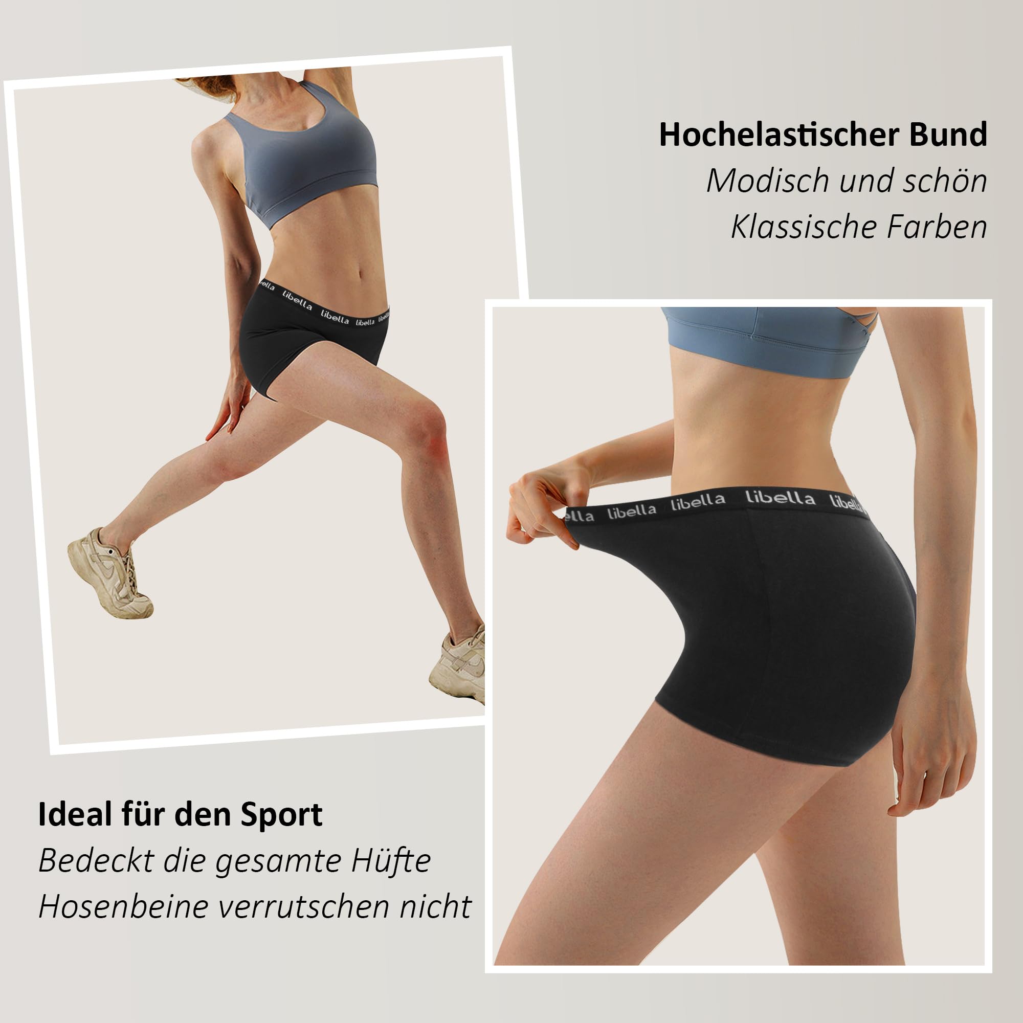 Boxershorts Damen Baumwolle,Hipster Panties Damen Unterhosen Damen Panty aus 100% Baumwoll Schritt,Atmungsaktiv Boxershorts Unterwäsche Frauen Hotpants Damen 6er Pack 3429