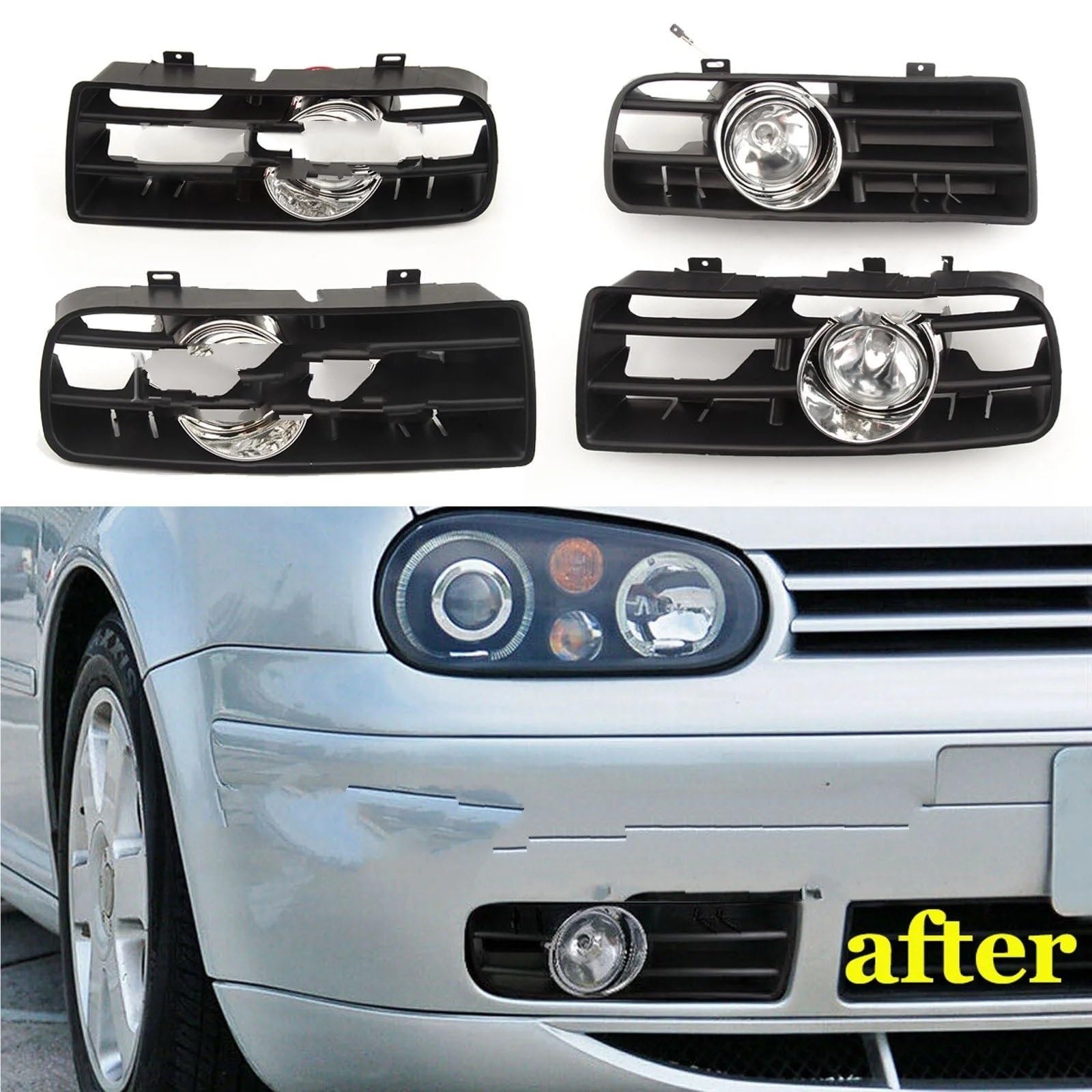 fari fendinebbia per auto Per VW Per Golf 4 MK4 Per GTi Per TDI 1997-2006 Fendinebbia LED DRL Fendinebbia Guida Griglia Da Per Corsa Indicatore Direzione(Halogen fog)