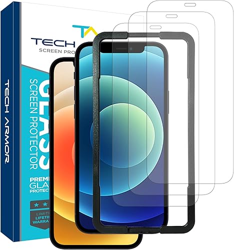 Miniatura 8 de Tech Armor Protector de pantalla de vidrio para Apple iPhone 15 Pro de 6.1 pulgadas, templado balístico, compatible con fundas, fácil instalación,