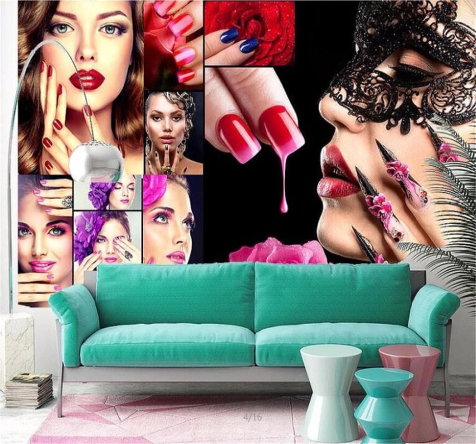 Sexy Beautiful Women Make Up Manicure Beauty Salon 3D Wallpaper Easy Install Feature Office Living Room Sofa Bedroom TV Background Wall Decoration-400cm×280cm