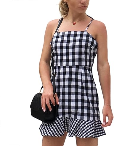 checkered mini slip dress