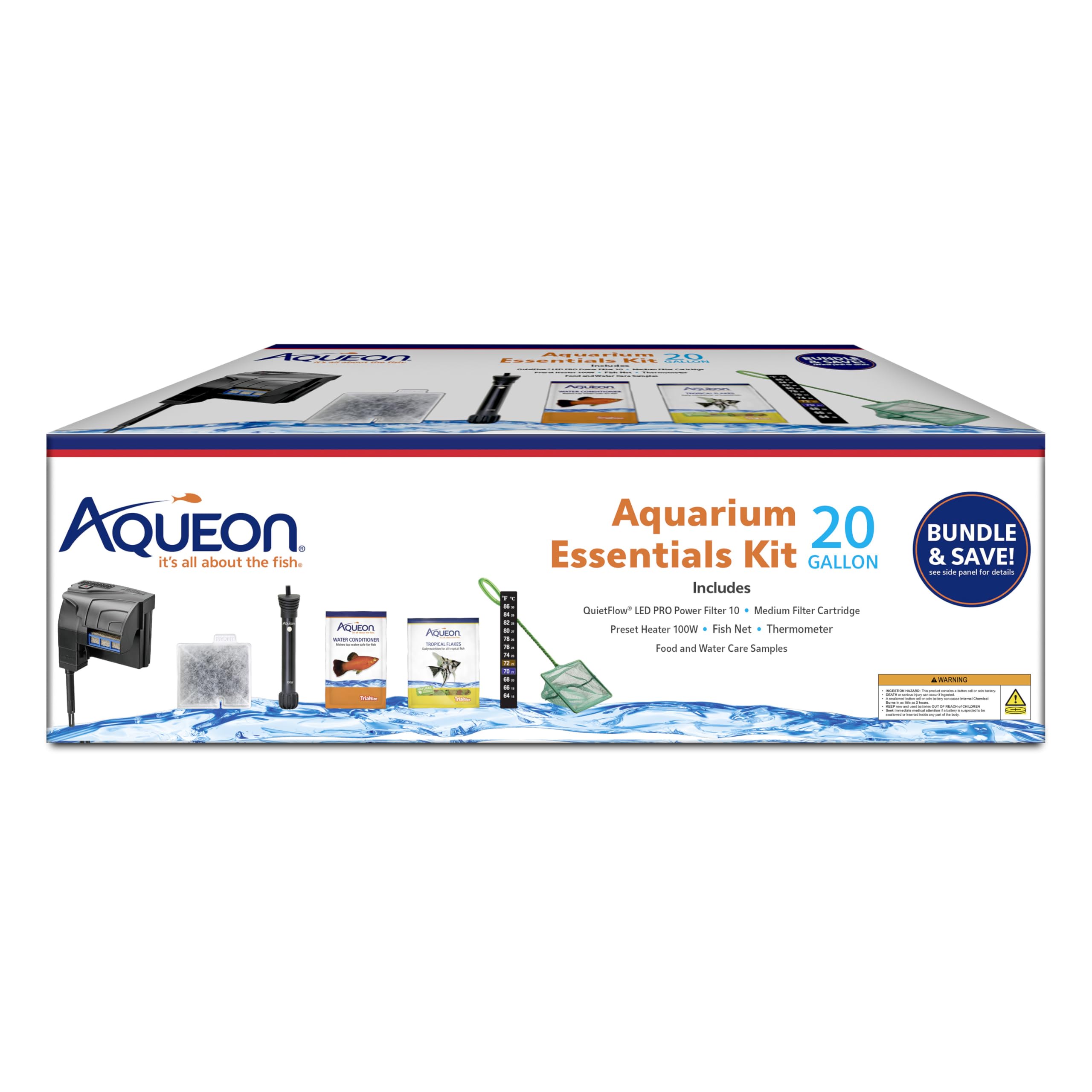 Aqueon Fish Tank Aquarium Essentials Starter Kit for 20 Gallon Tanks