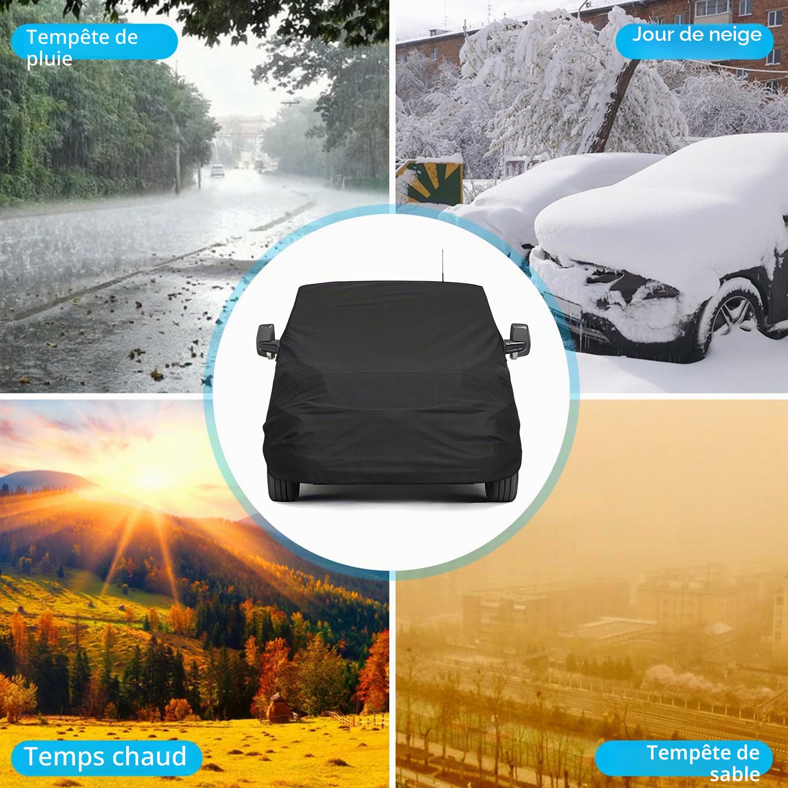 Housse de Pare-Brise Avant Remplacement pour Ford Transit Custom, Protection Solaire Complète Luxe Couverture Disque Avant d'occlusion, Couverture de Pare-Brise 420D (Noir)