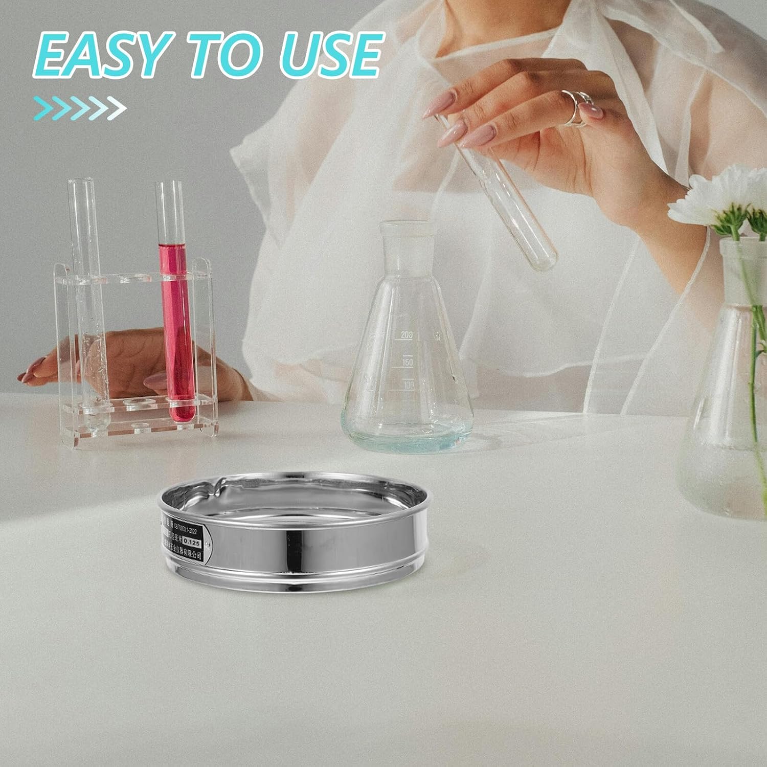 Stainless Steel Sieve Mesh Pan Double Flour Sifter for Soil Screening Lab Testing Fine Screen for Precise Particle Separation and Easy Cleaning
