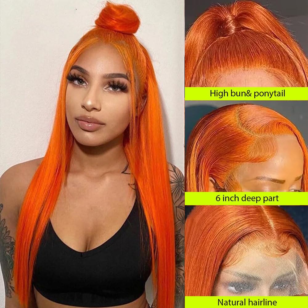 34 inch 13x6 highlight Lace Front Wigs Human Hair Color Wigs 4/27 Highlight Honey Blonde Straight Lace Front Wigs Human Hair Pre Plucked 180% Density Glueless Wigs Human Hair For Black Women
