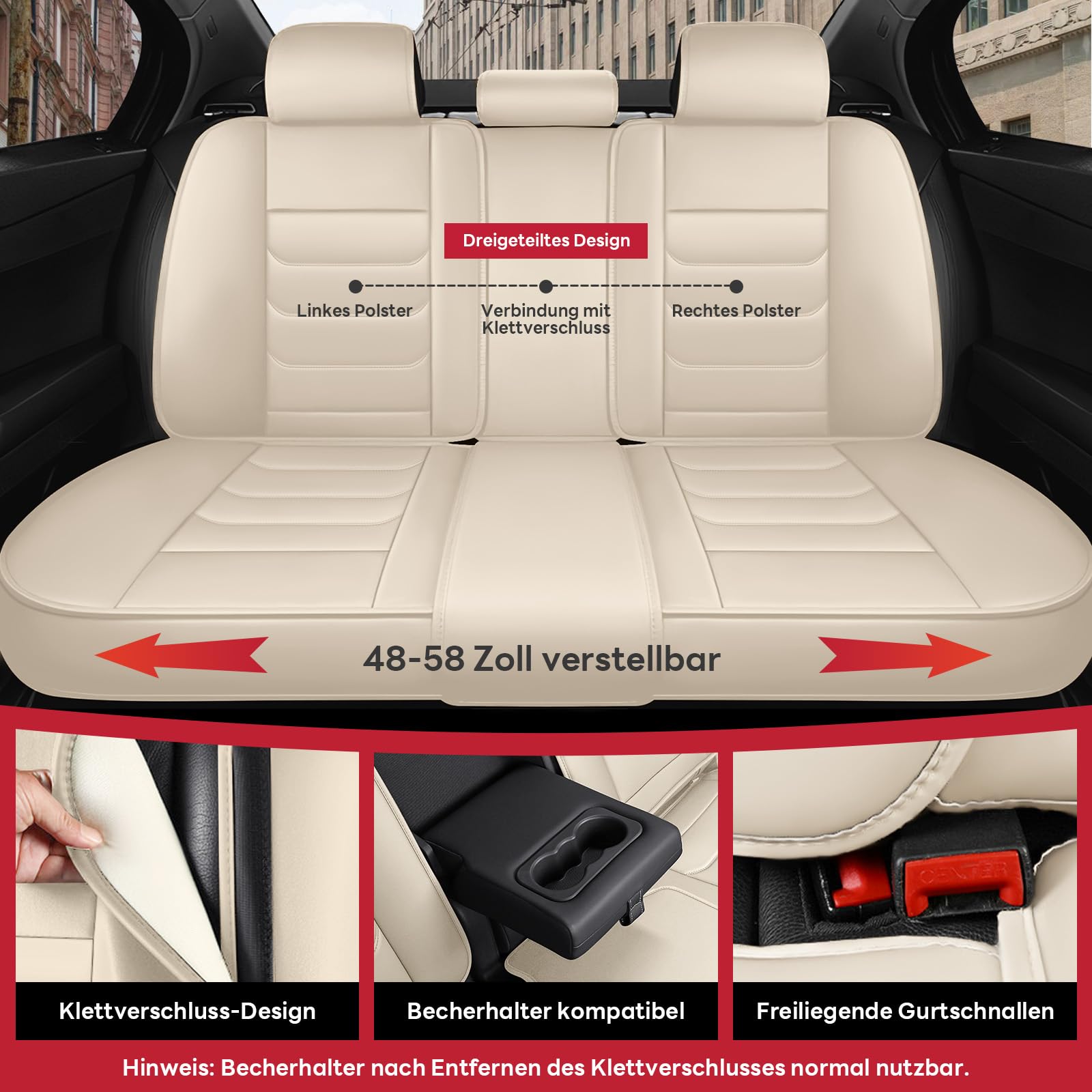 Auto Sitzbezüge für Mitsubishi Eclipse Cross 2018-2026, Beige Leder