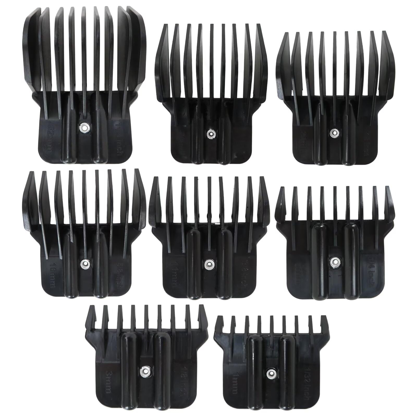 New 8 Pack Hair Clipper Guards Set for Wahl Detailer, for Andis T Out*liner, for BaBy*liss*PRO, Snap-on Blade Attachment Combs with Springs (1/32