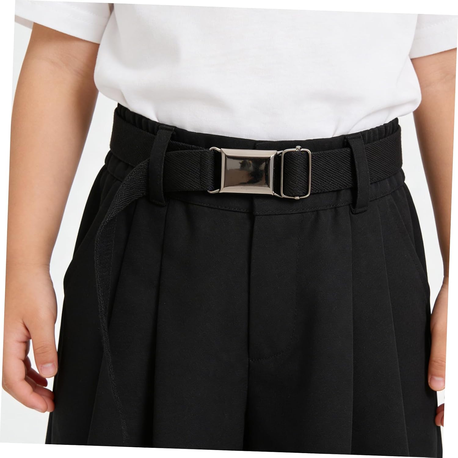 ARTIBETTER 2pcs Adjustable Elastic Belt for Boys Stretchy Waistband with Metal Buckle for Dress Pants and School Uniforms Comfortable and Flexible Waist Belt