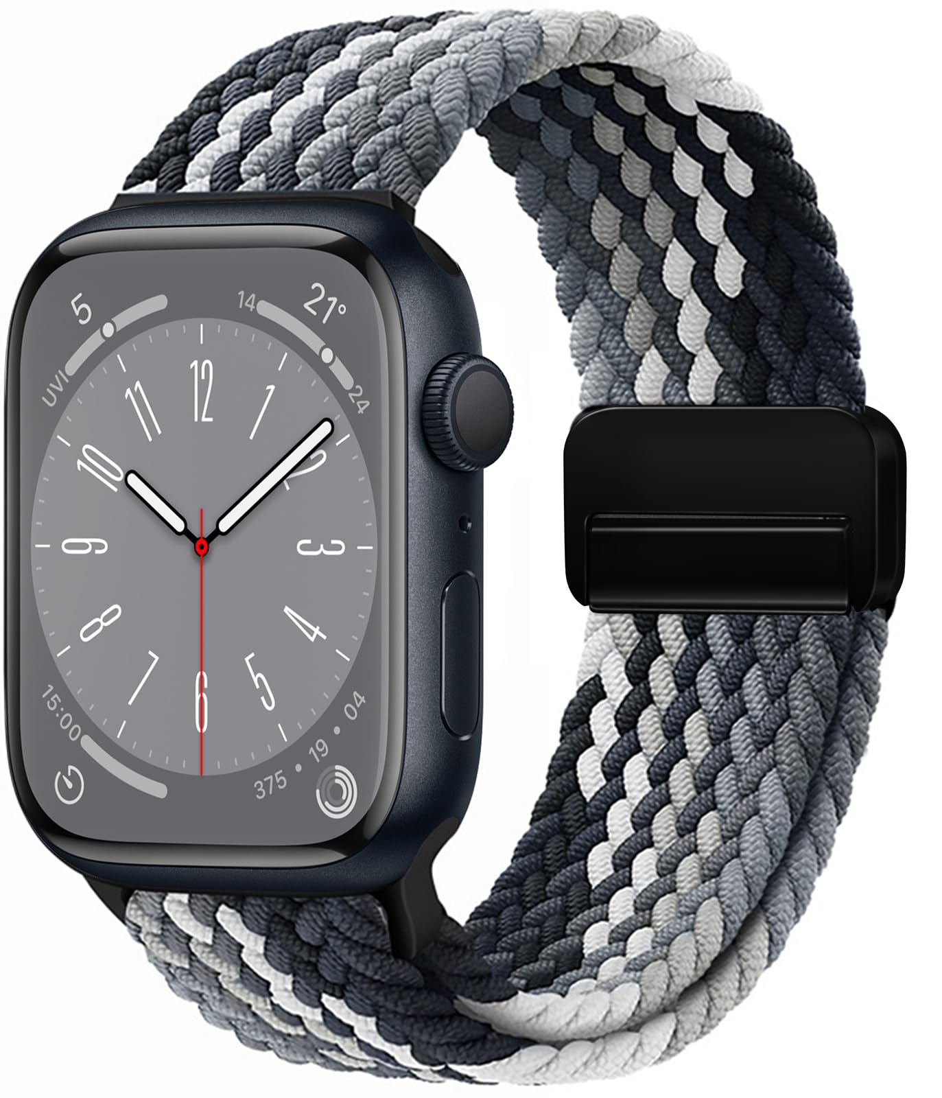 OMECKY Magnetic Braided Loop Band Compatible with Apple Watch Series 11 10 42mm 9 8 7 6 5 4 40mm 41mm for Women Men, Stretchy Nylon Elastic Sport