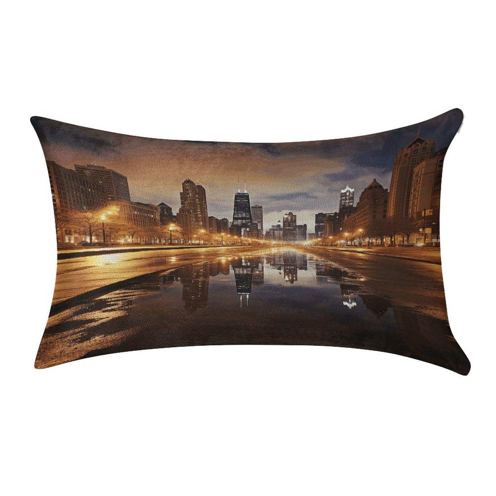 VstaDank Chicago Throw Pillow Cover 12"×20" Ultra Soft Pillowcase Cozy Lumbar Pillow Shell Gold Velvet Exquisite Decorative Cushion Sham Protector for Couch Sofa Bedroom