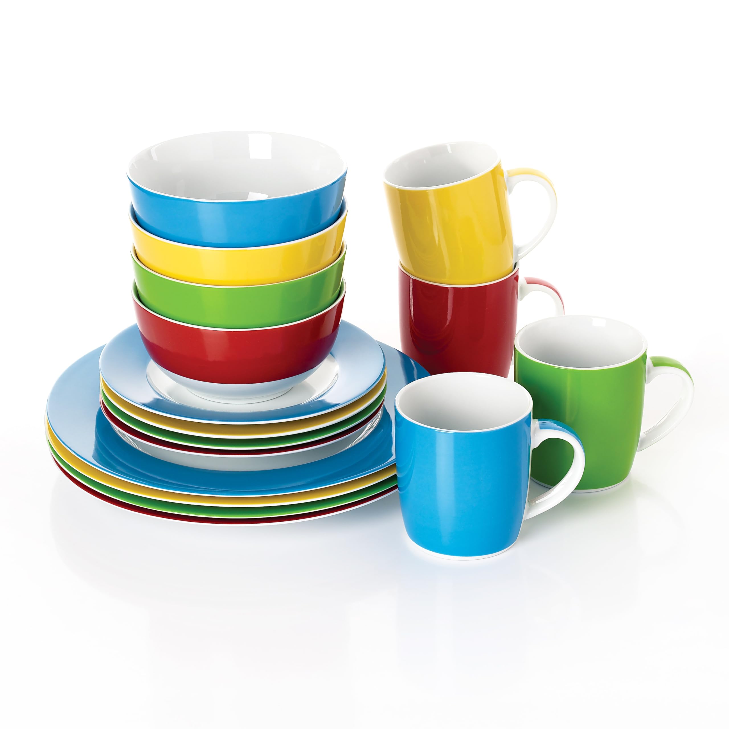 Waterside 16pc Porcelain Multi Colour Dinnerware Set