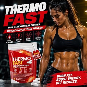Thermo Fast Extreme Fat Burners - Fat Loss Max Strength Capsules for Women and Men - Lose Belly Weight Fast Raspberry Ketones, Cayenne Pepper, Chromium