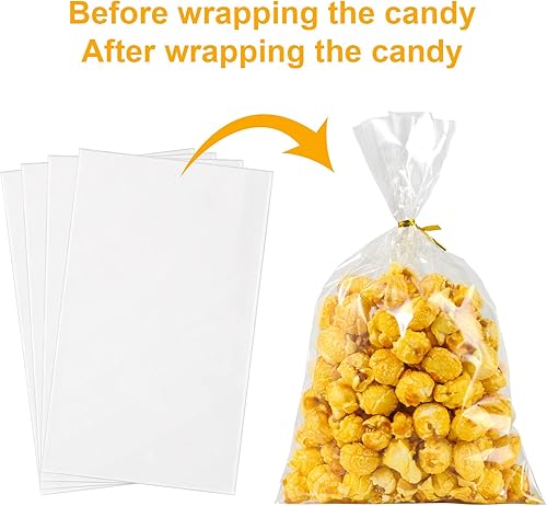 Miniatura 2 de Artby7 Bolsa de dulces de Halloween, bolsas de celofán para regalos, 200 bolsas de celofán transparentes de 6 x 10 pulgadas para tarjetas,