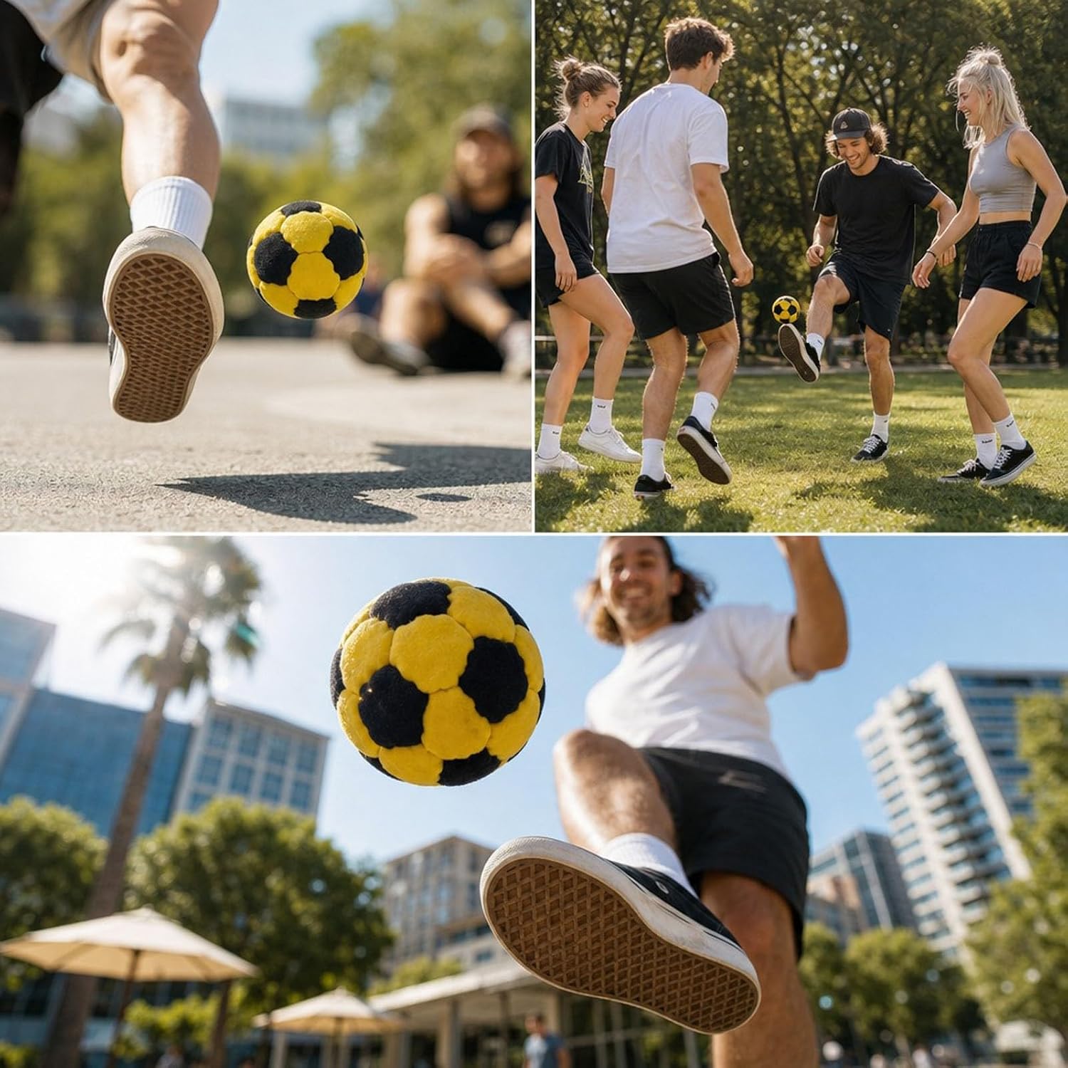 Hand-Made Knitted Footbag, 2026 Soccer Print Assorted Foot Bag Crochet Ball for Adults, Juggling Balls for Beginners, Multicolored Geometric Pattern, Ready-to-Use 6PCS