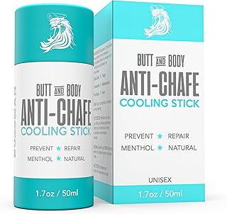 Bossman Butt & Body Cooling Anti-Chafe Stick with Menthol, 1.7 oz. – Unisex No Chafing Stick for Thighs, Underarms, Feet, Butt – Preventing, Moisturizing, Repairing, Portable – Made in USA