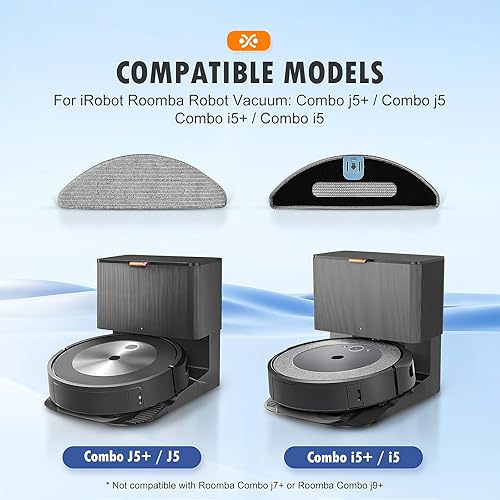 Miniatura 2 de Paquete de 6 almohadillas para trapeador iRobot Roomba Combo j5+  Combo j5  Combo i5+  Combo i5 robot aspirador, repuesto reutilizable de microfibra