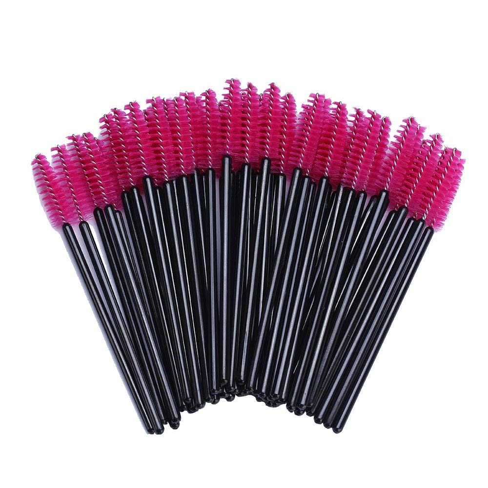 ORiTi 50 Pcs Disposable Mascara Brushes Crystal Eyelash Wands Mascara Applicator Spooly for Eyelashes (Pink)