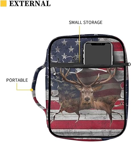 Miniatura 4 de Suobstales Fundas para la Biblia para mujereshombres, fundas para la Biblia, organizador de libros, bolsa de estudio con asa y cremallera, Bandera