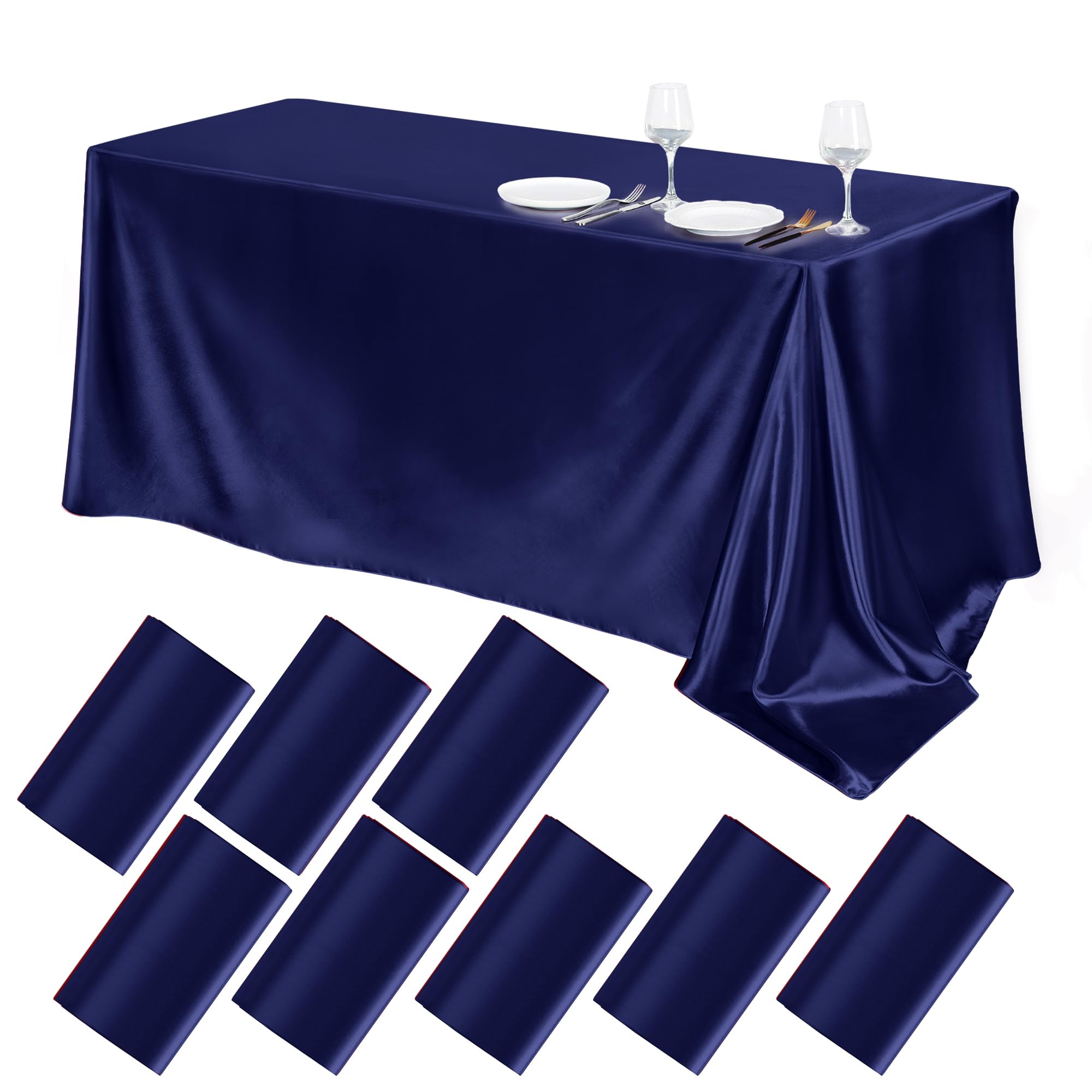Ivory Satin Tablecloths - 4 Pack Overlay Covers -25