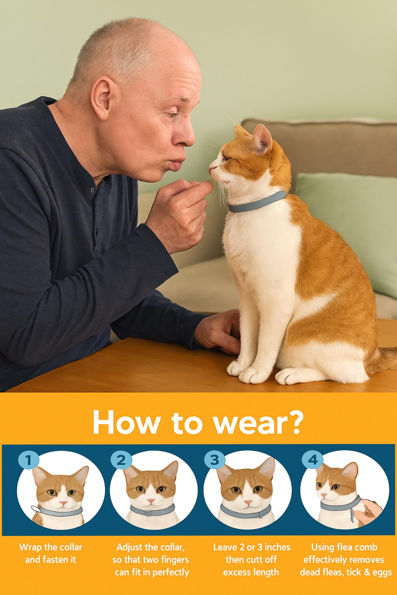 My Paris - Collier Anti-puces, Tique et poux pour Chat et Petit Chien Protection 8 Mois, Naturel, Gris, sans Odeur