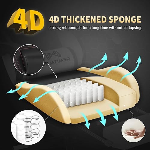 Miniatura 5 de Silla para videojuegos, silla para adultos de 400 libras, silla de computadora de respaldo alto con reposapiés y reposabrazos vinculados, silla