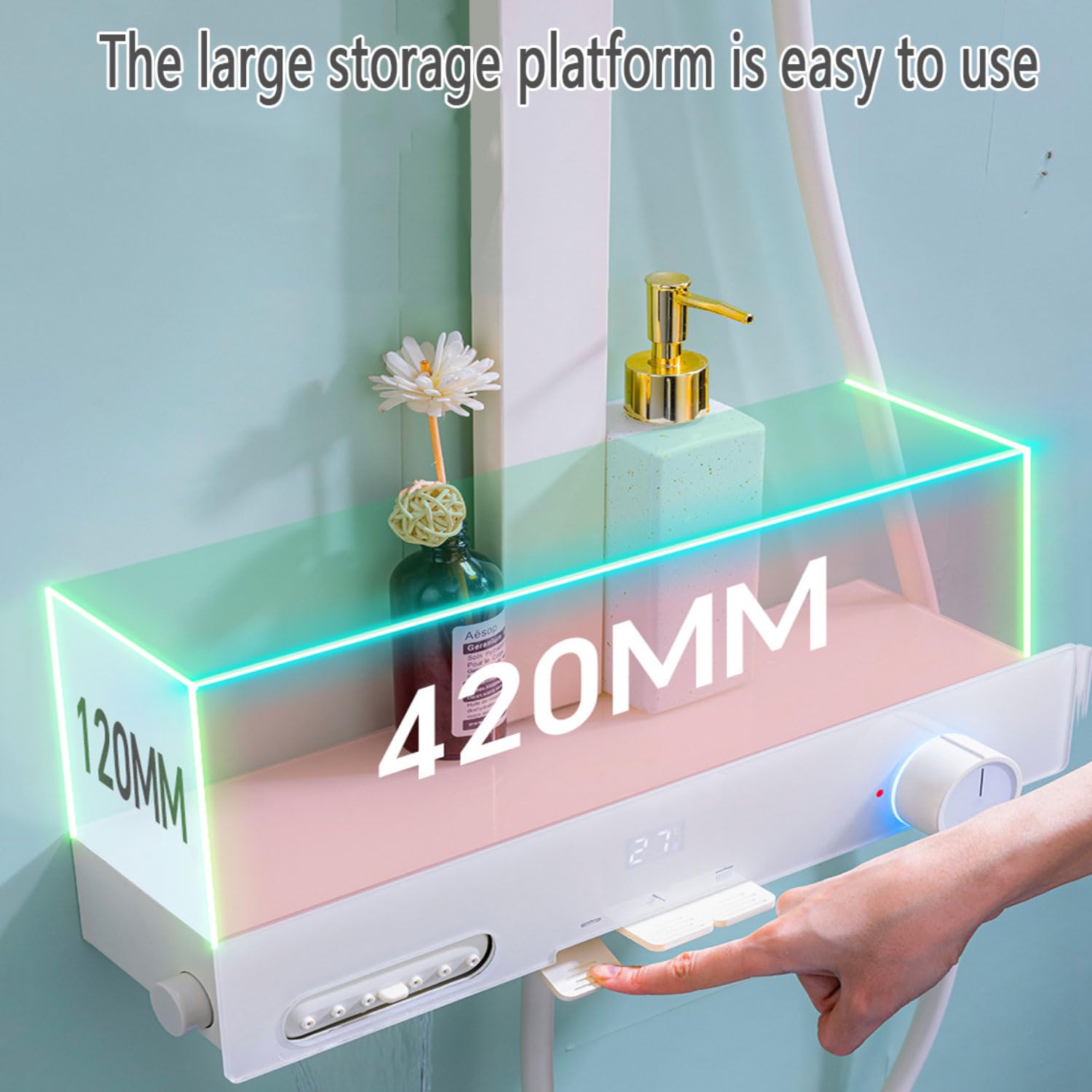 Termostatyczna kolumna prysznicowa Zestaw prysznicowy Zestaw prysznicowy Łazienka Kolumna prysznicowa Termostat z baterią prysznicową z regulacją wysokości, system prysznicowy z deszczową