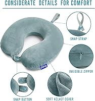 Vista 60 de Fabuday Memory Foam Neck Pillows for Travel - Airplane Pillows for Sleeping with Attachable Snap Strap Soft Washable Cover, Flight Pillow for Pink