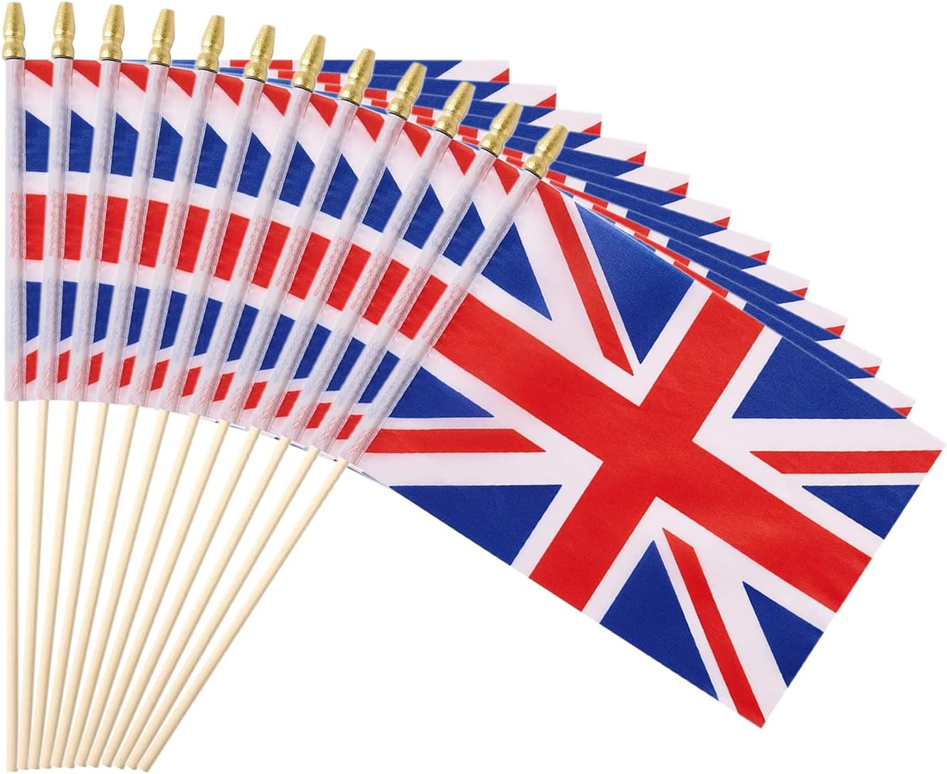 Ckexin 25Pack Small England Flag Handheld Mini English Flag on Stick 5x8 Inch