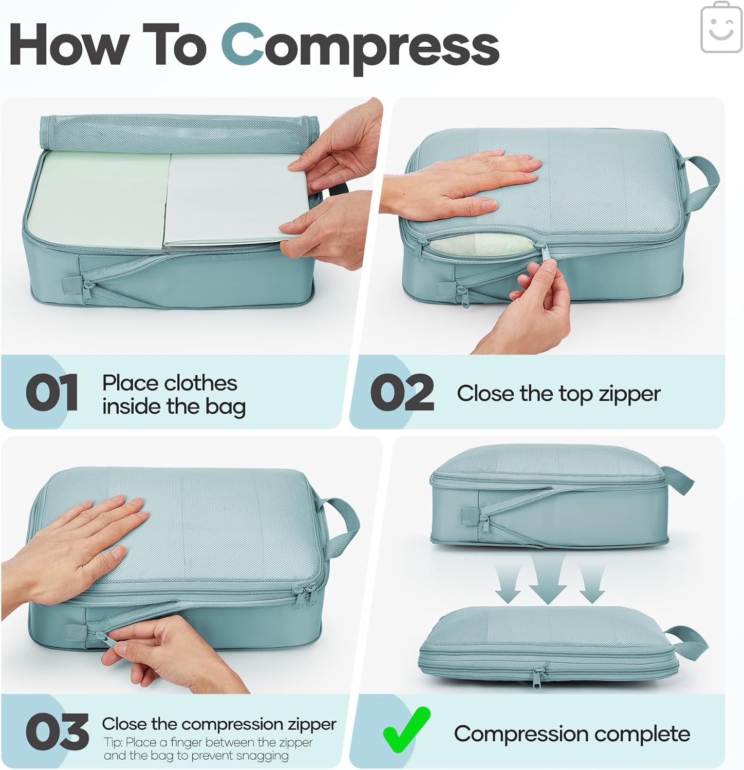 Veken 11 Set Compression Packing Cubes for Travel Essentials,Compressible Expandable Large Luggage Suitcase Organizer Bags for Clothing,Durable Space Saver Storage Bags with Toiletry Bags(Blue Gray) - Image 3