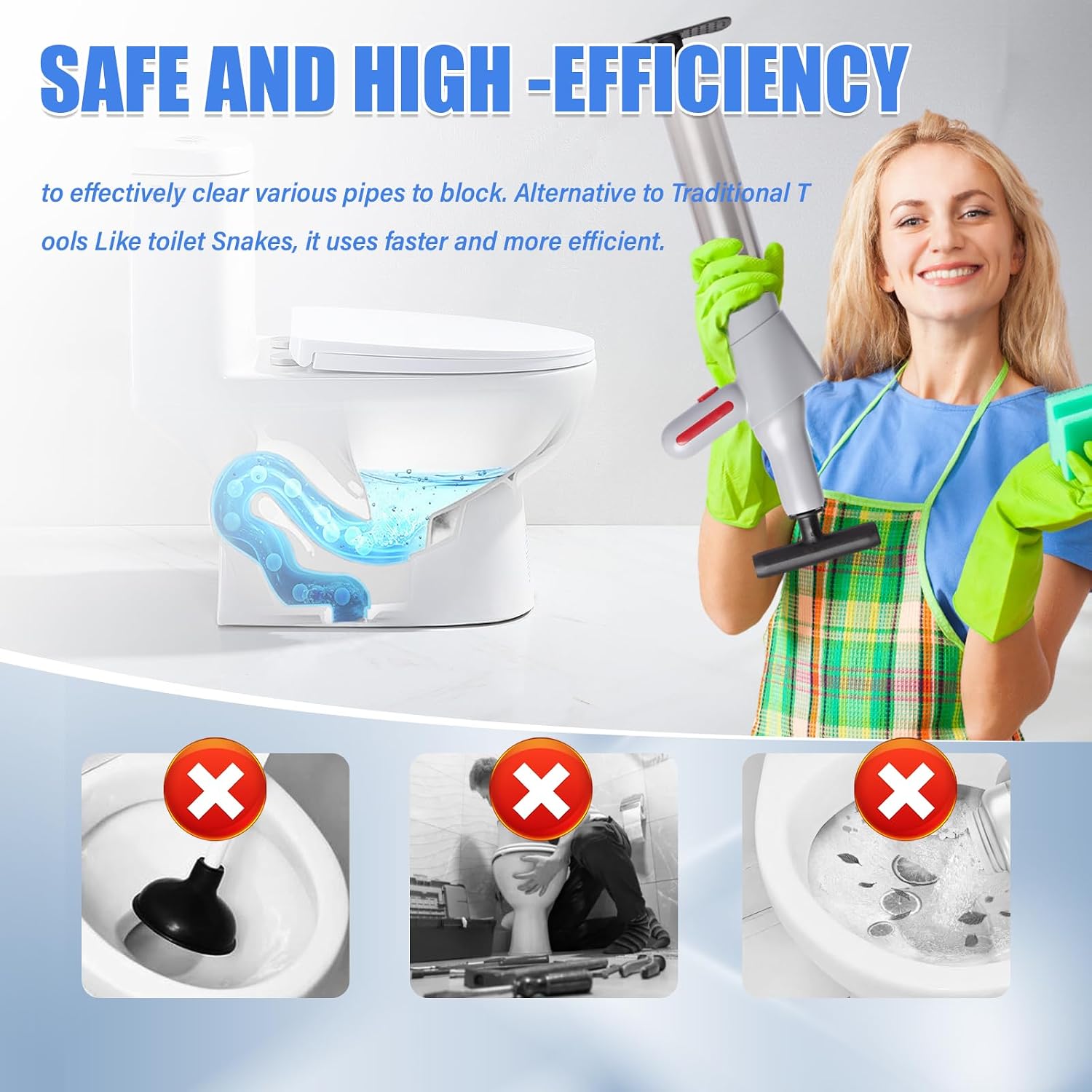 high pressure air drain blaster gun, air plunger for toilet, plunge blaster, Plungers for Bathroom, Sink, Floor, Kitchen Clogged.
