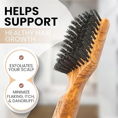 Miniatura 3 de Desde 1869 hecho a mano en Alemania, robusto cepillo de pelo 100% de cerdas de jabalí para hombres, adecuado para cabello fino a normal, firme,