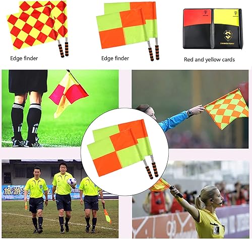 Miniatura 3 de Shinestone Bandera de árbitro de fútbol Partido deportivo Banderas de línea de fútbol con estuche Equipo de árbitro-2 diseños