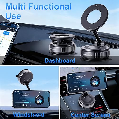 Miniatura 2 de Soporte magnético para teléfono con succión al vacío, plegable y manos libres, rotación ajustable de 360, compatible con todos los teléfonos