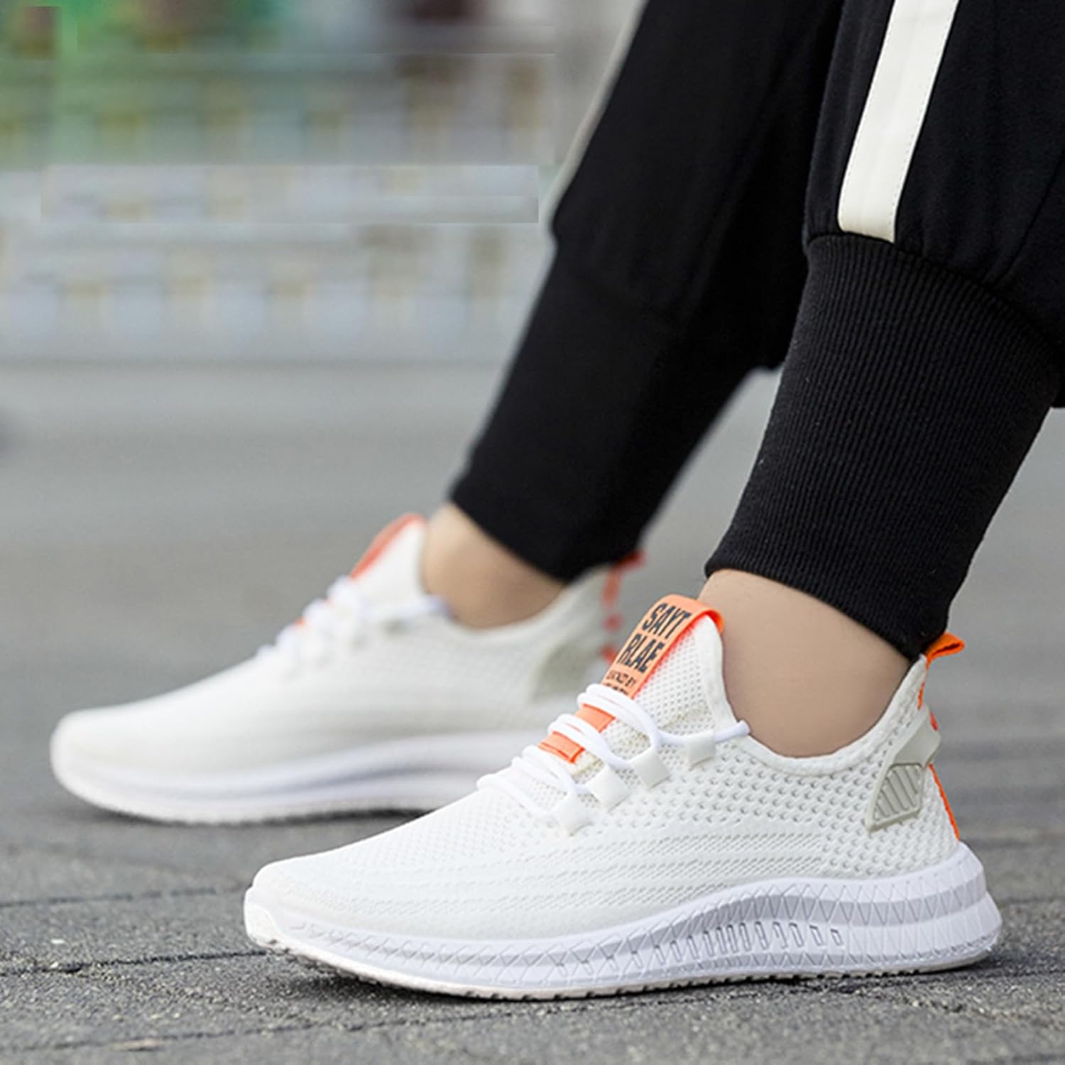 Mens Tennis Shoes Running Walking Gym Sneakers Slip on Workout Athletic Breathable Jogging Sport Casual Shoe White Size 12 - Image 2