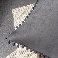 Vista 184 de 2 fundas para cojín decorativo de terciopelo con pompones