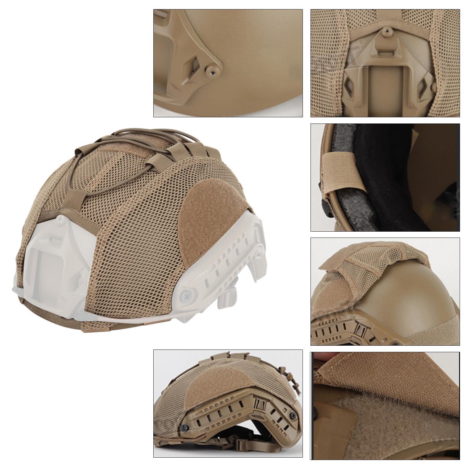 Housse de casque en maille pour airsoft – Housse de casque tactique en nylon pour BJ/PJ/MH Fast – Airsoft en plein air Paintball Tactique Équipement de protection du corps Équipement de chasse