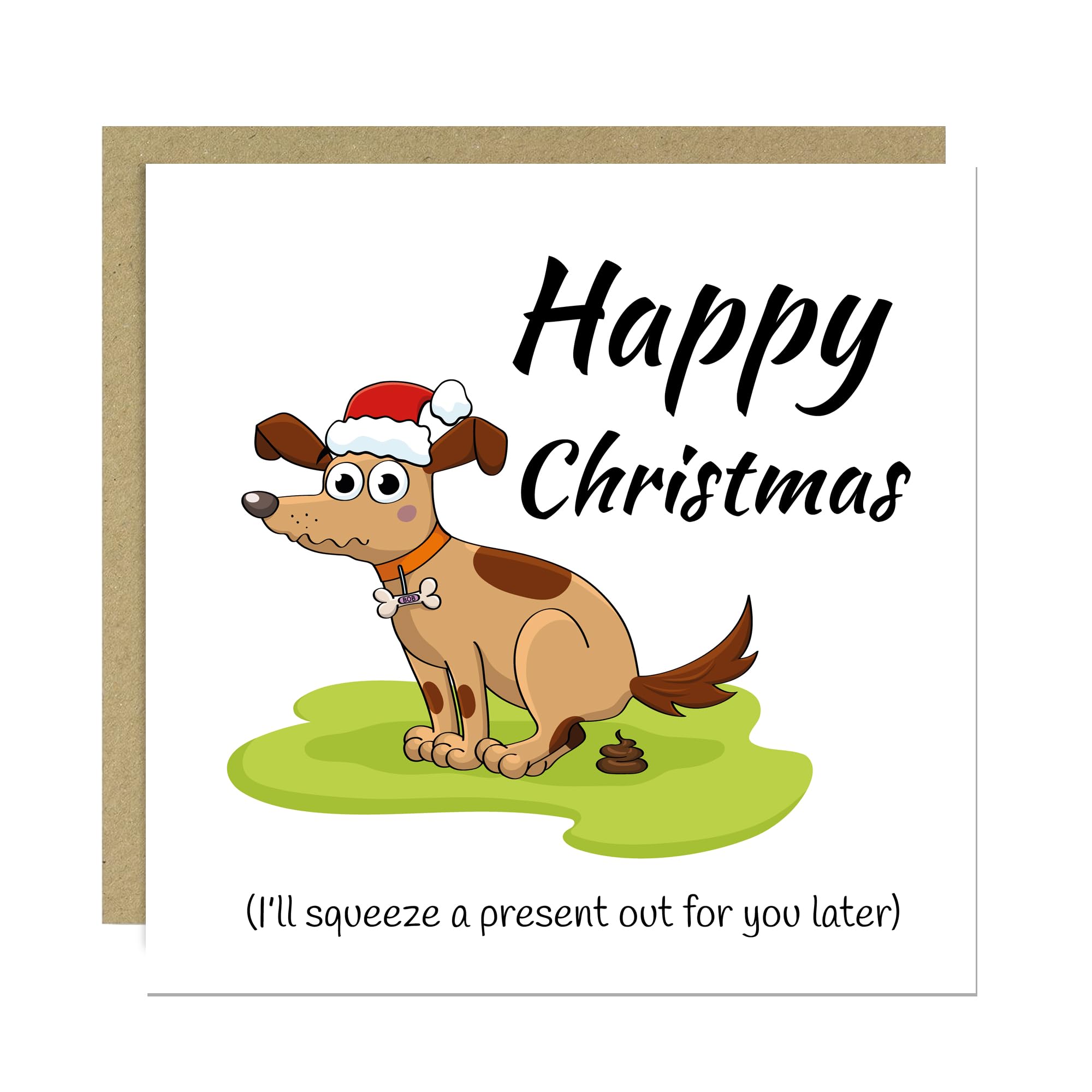 RED OCEAN Funny Christmas Card From Puppy Dog With Kraft Envelope Joke Dog Christmas Card For Lover Mum Dad