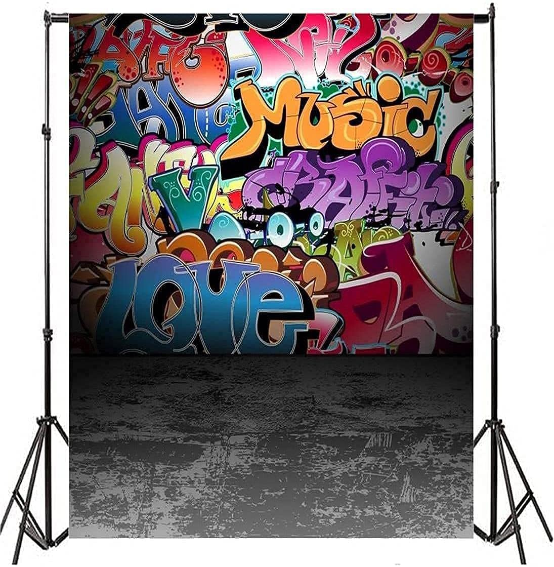 AOFOTO 6x8ft Street Graffiti Wall Backdrop 80s 90s' Party Decor Abstract Urban Art Doodle Hip Hop Stylish Pop Portrait Photography Background Club