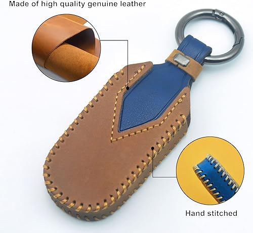 Miniatura 5 de YUBOMT Funda para llavero Jeep funda de cuero genuino para Jeep Grand Cherokee Chrysler 200 300c Renegade Compass Dodge Journey Charger Challenger