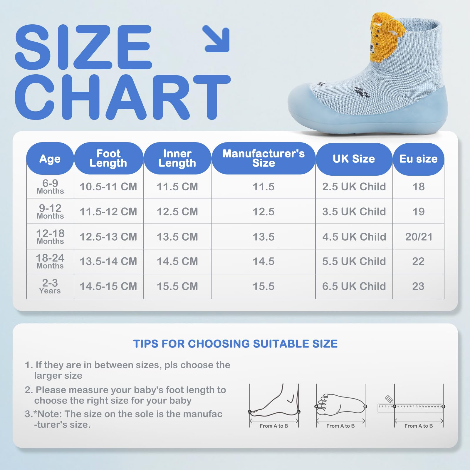 MASOCIO Baby Boys Girls Sock Shoes Toddler First Walking Shoes Soft Rubber Sole Non Slip Sock Shoes — view 6
