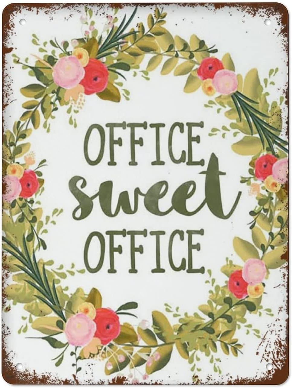 peiyeety Office Sweet Office Work Decor Office Wall Art Retro Tin Sign Vintage Metal Signs Vintage Wall Decor Tin Sign Funny Decorations for Home Bar Pub Cafe Farm Room Metal Poster 8"x12"