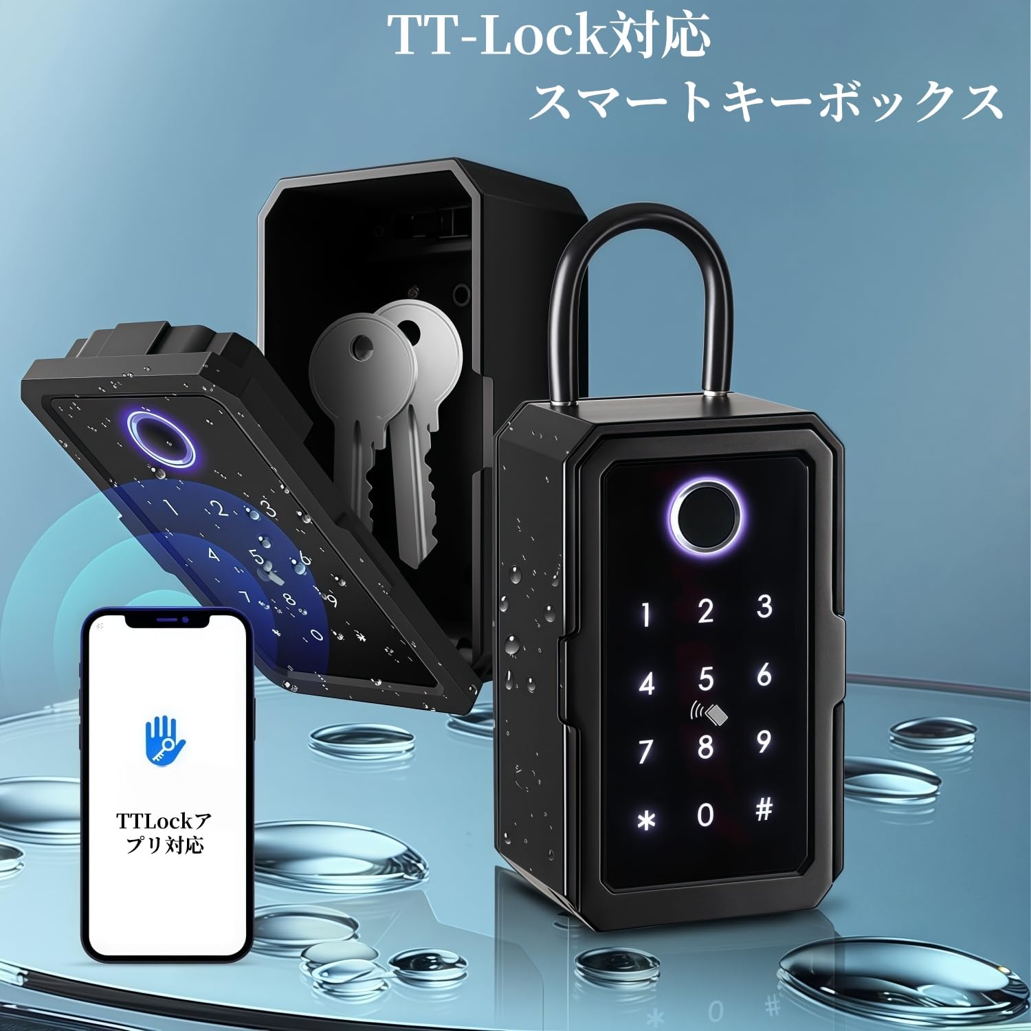 Amazon.co.jp: Quxxuol 指紋認証キーボックス スマート壁掛け