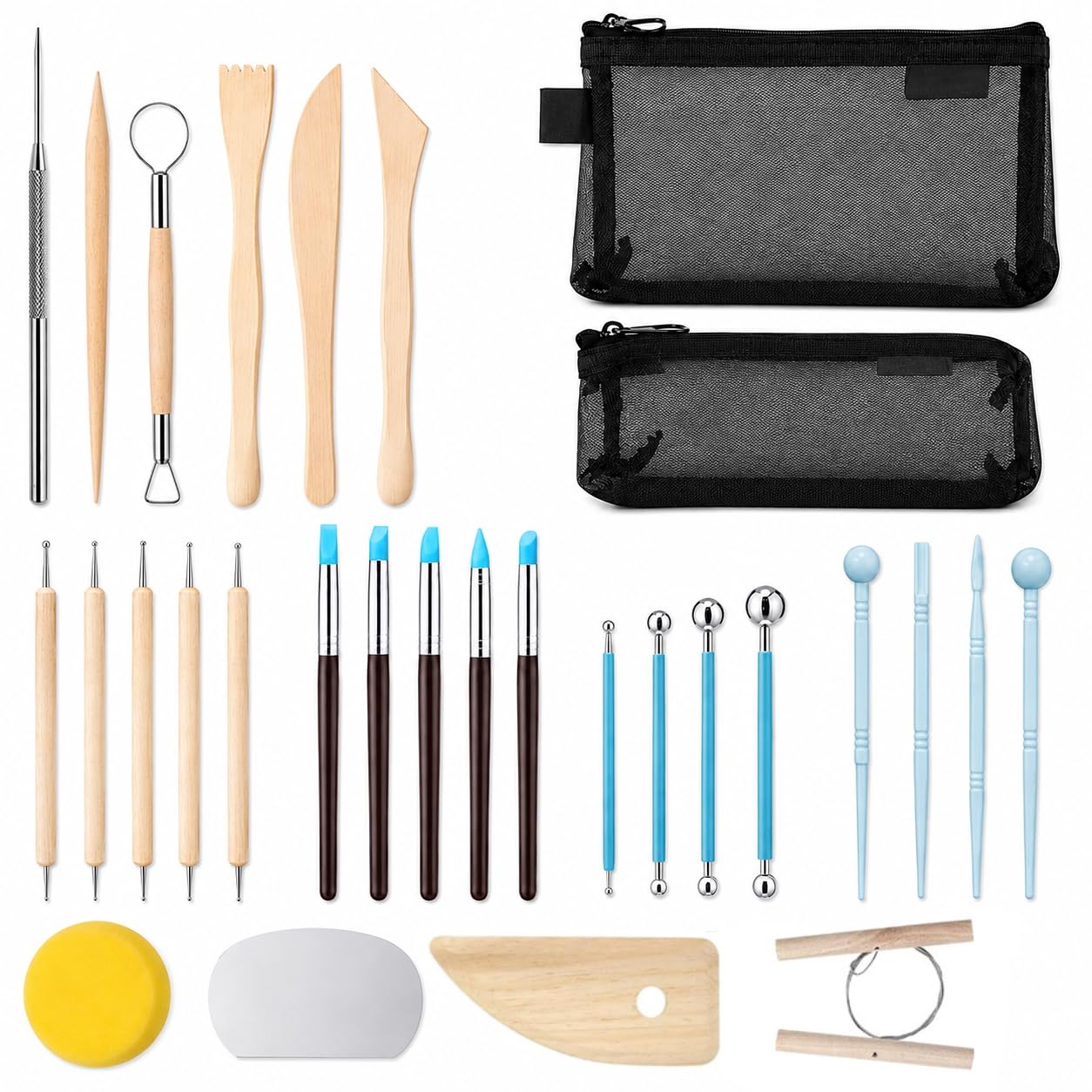 31-Piece Clay Tools Set for Air Dry Clay & Polymer Clay with 2 Storage Bags