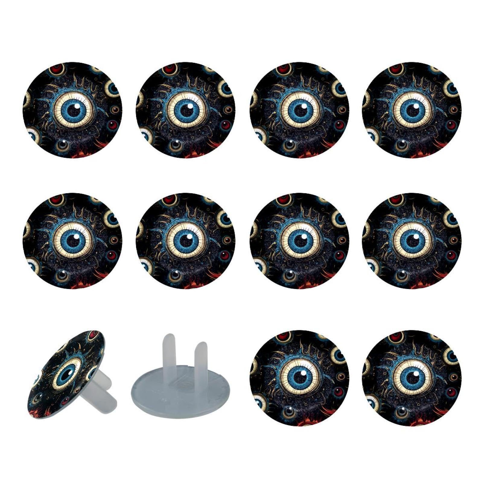 24 Packs Child Proof Outlet Covers Halloween Eyeball Electrical Safety Socket Protection Caps for 2-Prong Power Wall Plates, Safe and Secure Plugs Protector