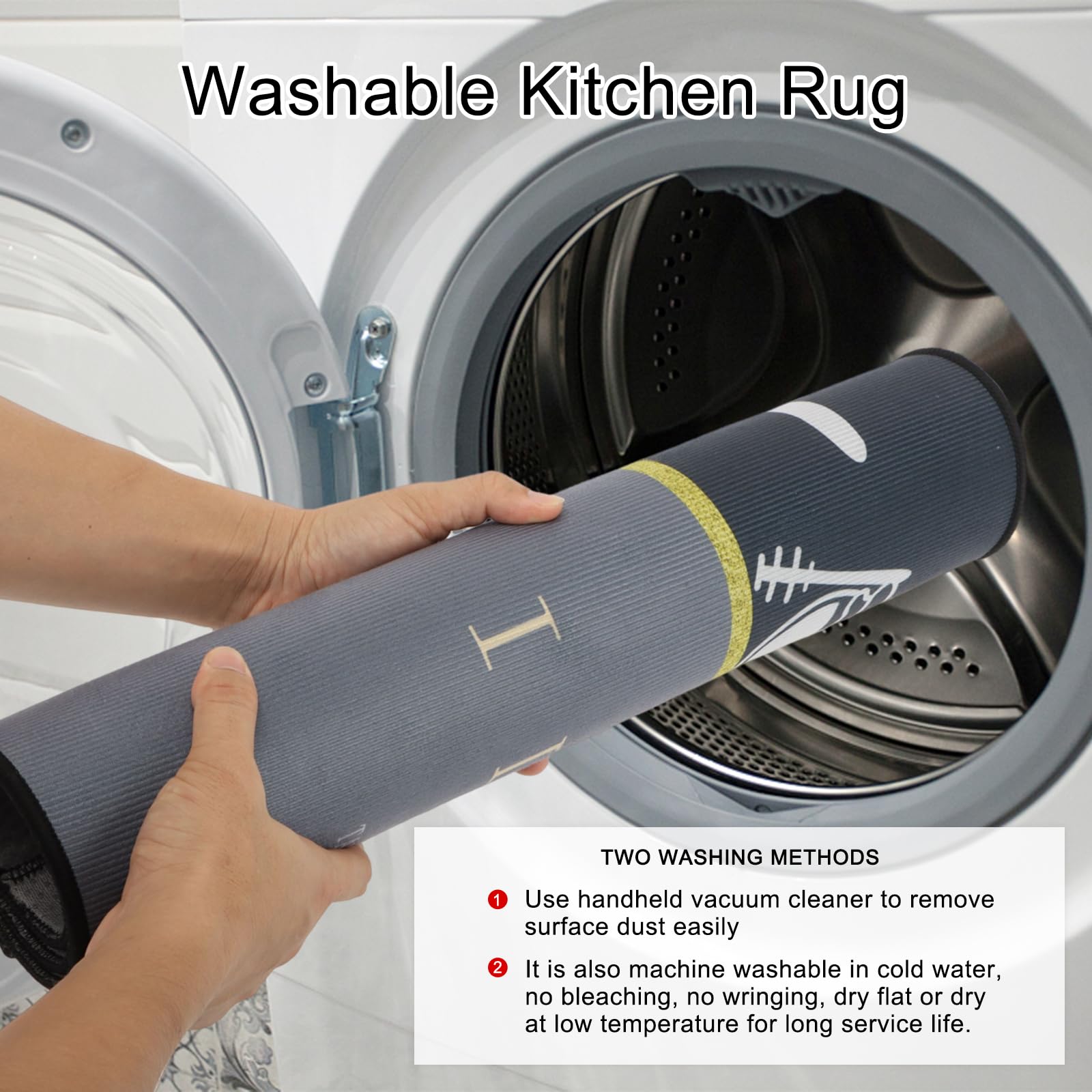 Ensemble de Tapis de Cuisine Antidérapant Lavable 2 pièces 50x80 + 50x150 cm