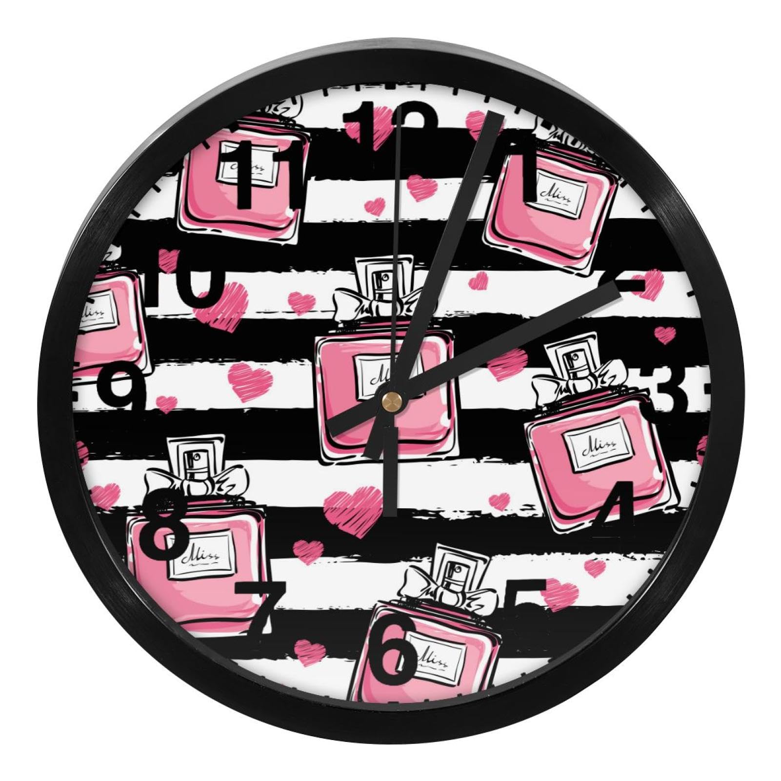 Horloge murale moderne de 25,4 cm illustrée parfum pour décoration maison
