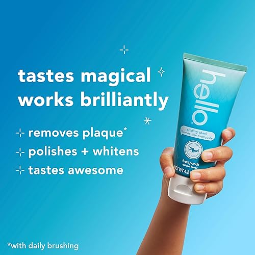 Miniatura 4 de Hello Smiling Shark - Pasta de dientes sin flúor para niños, ponche de fruta natural, tubo de 4.2 onzas (paquete de 3)