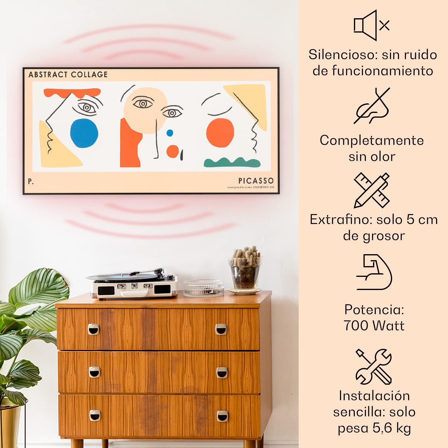 KLARSTEIN Radiador Electrico Bajo Consumo Infrarrojos, Estufa Pared 700W, App y WiFi, Detección Ventana Abierta, Temporizador, IP24, Emisor Termico, Radiadores Bajo Consumo Electricos sin CO2